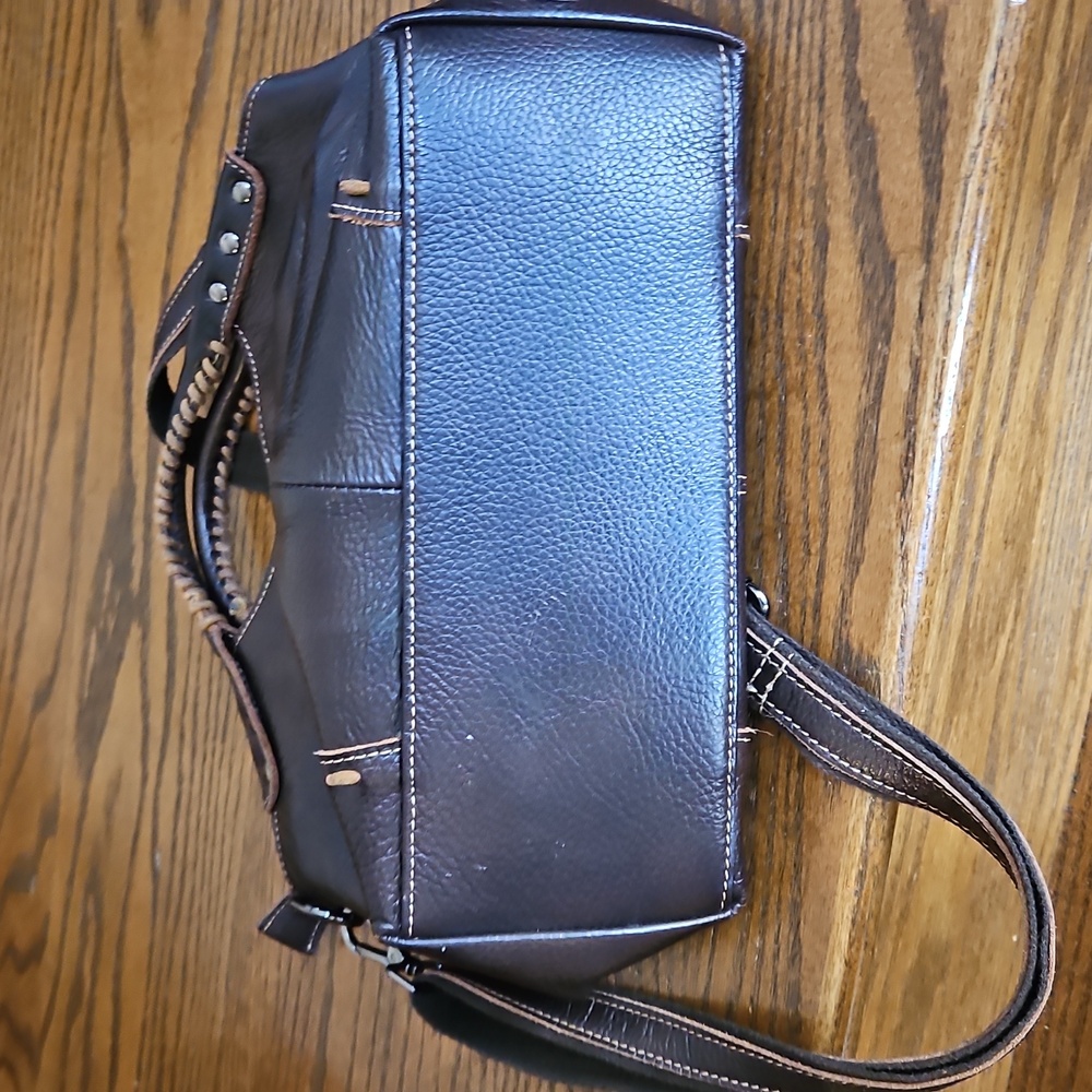 HESHE Leather Top Handle Satchel Crossbody Tote Bag - Picture 8 of 8